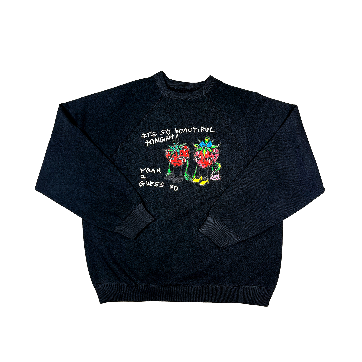 VINTAGE STRAWBABIEZ CREWNECK SWEATSHIRT - BLACK