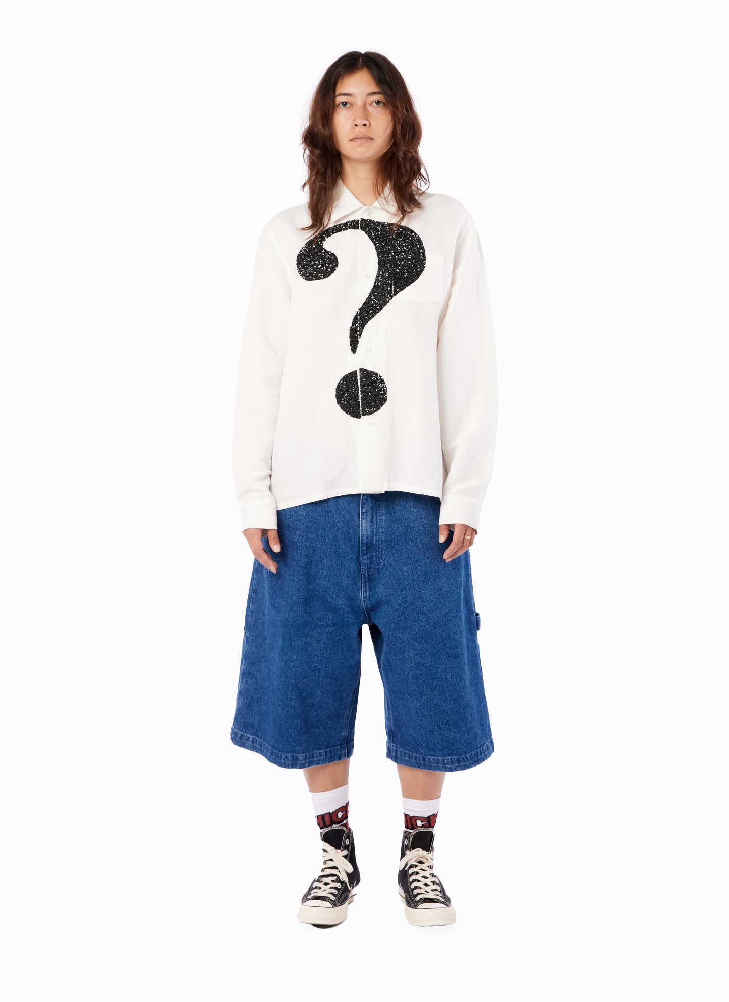 QUESTION MARK EMBROIDERED SHIRT