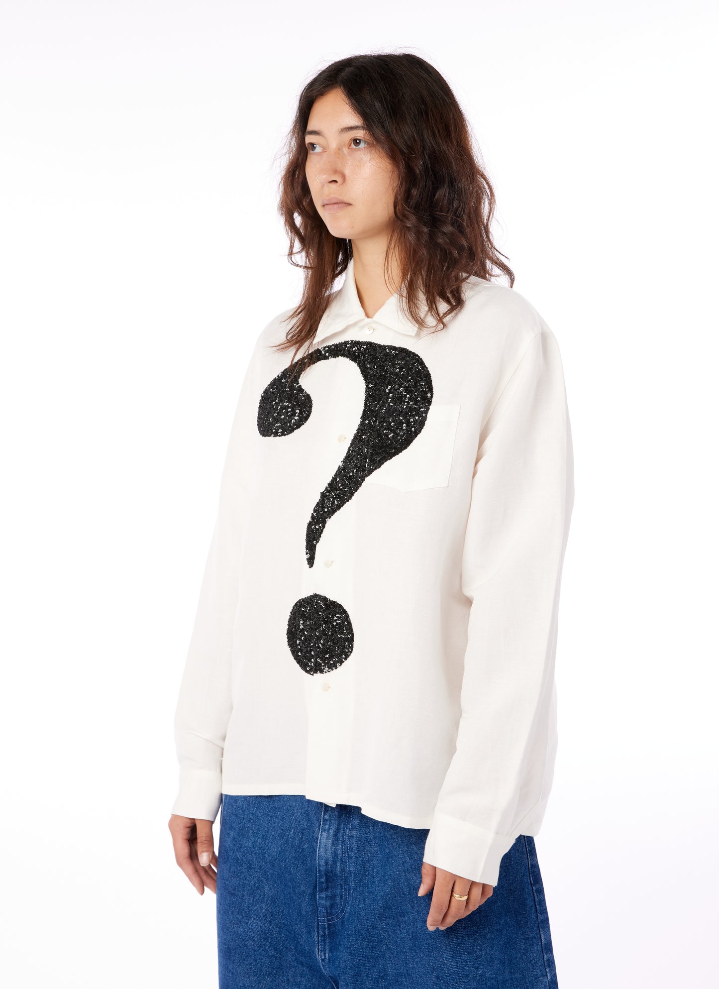 QUESTION MARK EMBROIDERED SHIRT
