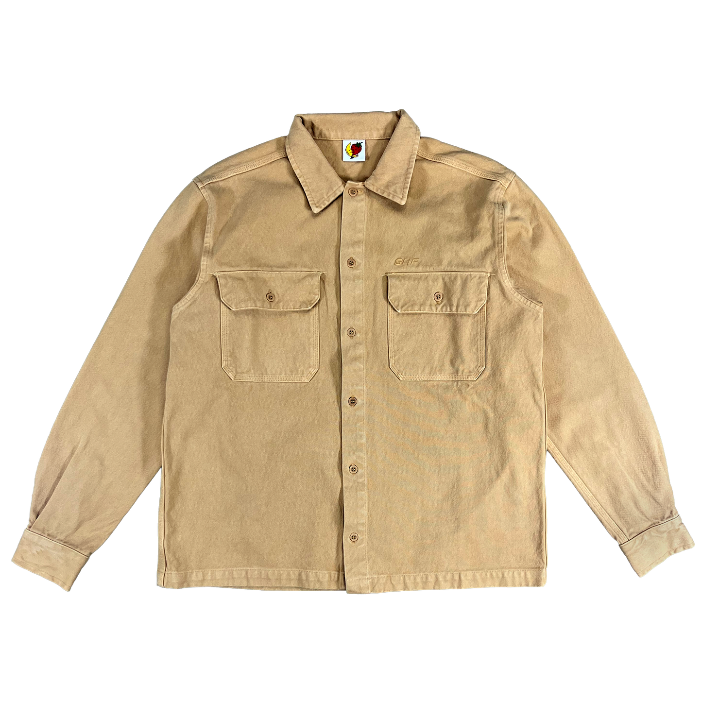 BEIGE CANVAS WORK OVERSHIRT