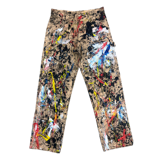 HAND PAINTED CANVAS DOUBLE KNEE PANTS