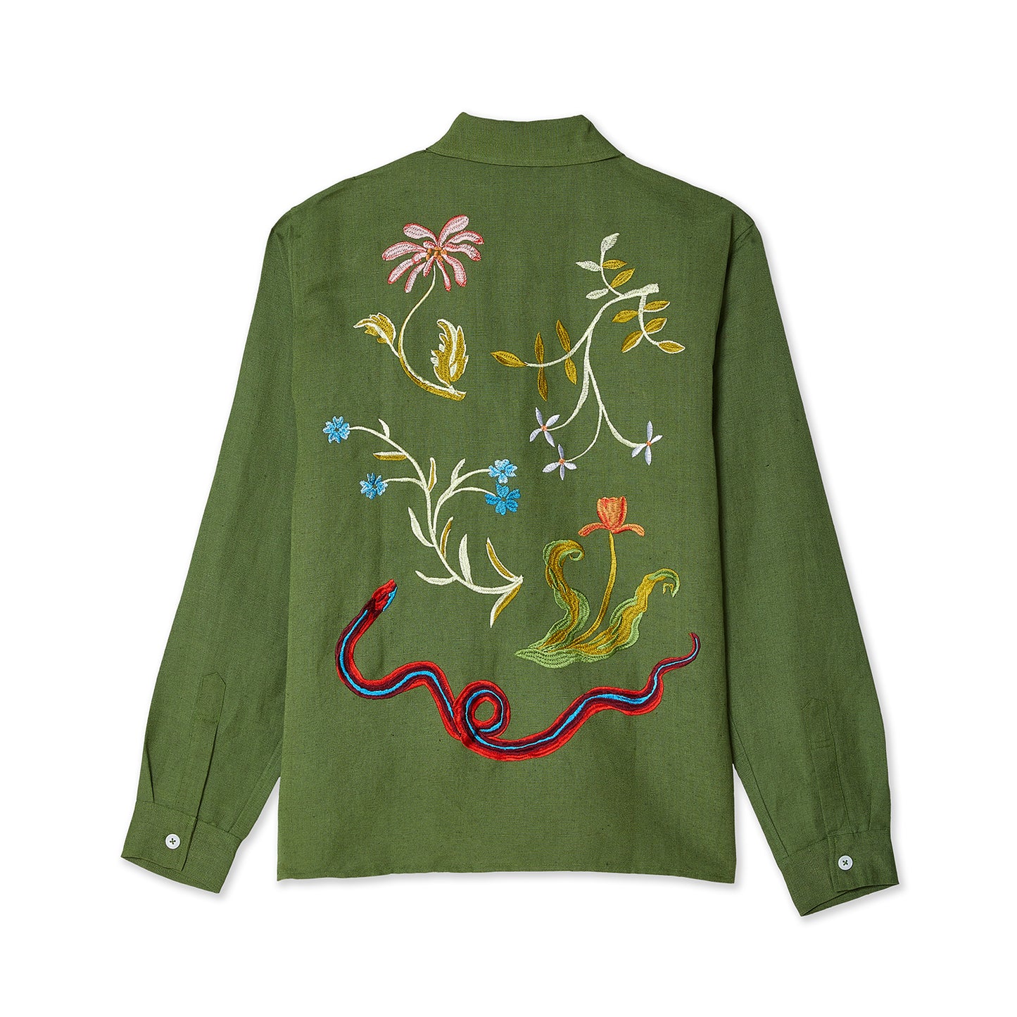 GARDEN EMBROIDERED SHIRT - GREEN