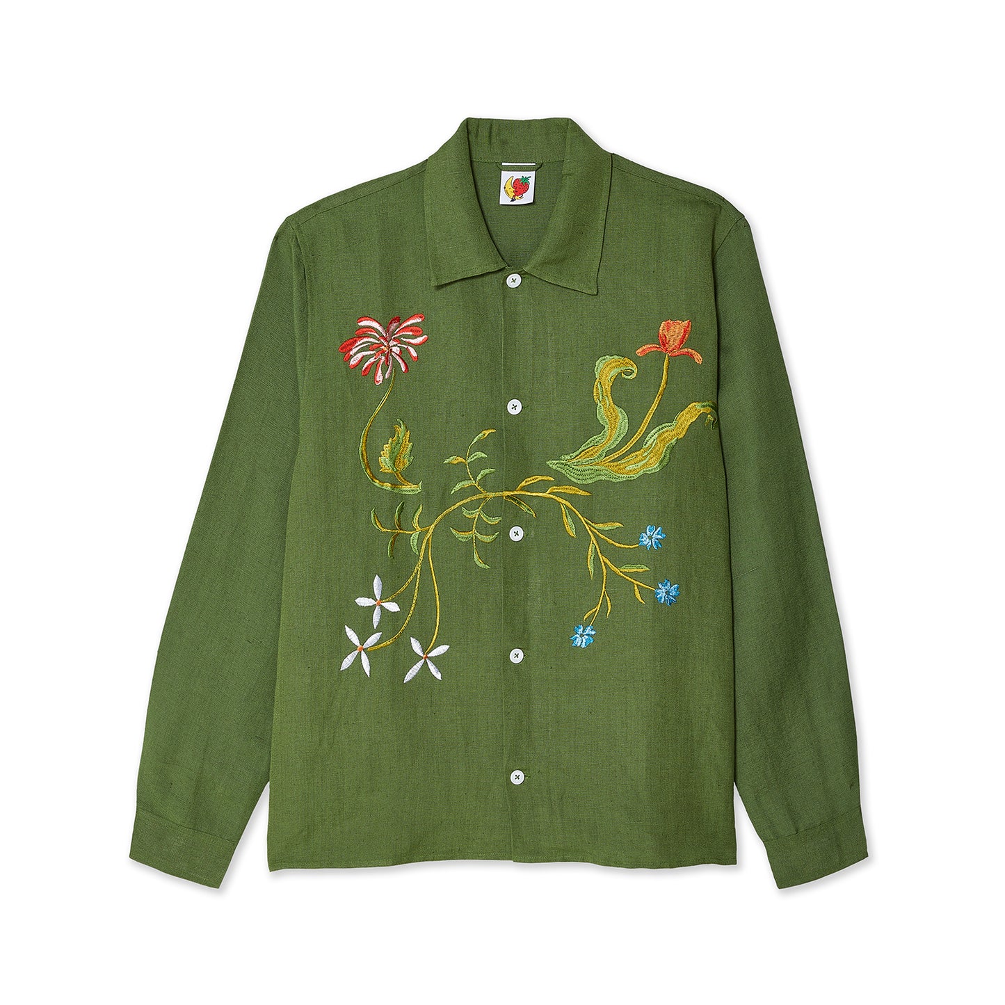 GARDEN EMBROIDERED SHIRT - GREEN