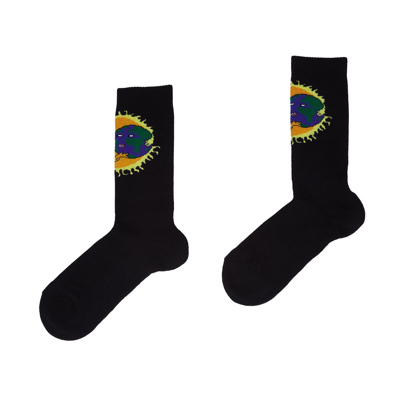 SUN EARTH JACQUARD SOCKS - BLACK