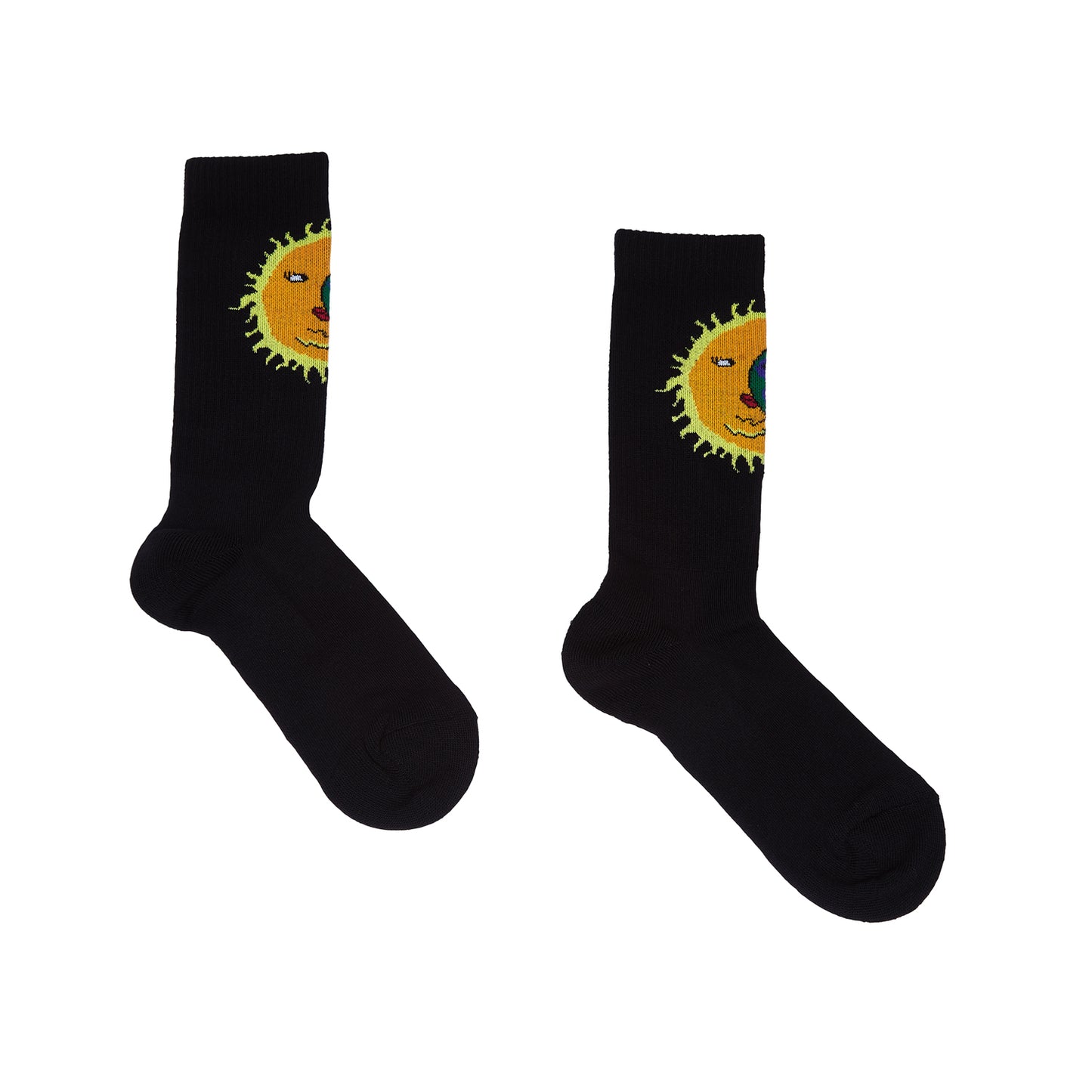 SUN EARTH JACQUARD SOCKS - BLACK