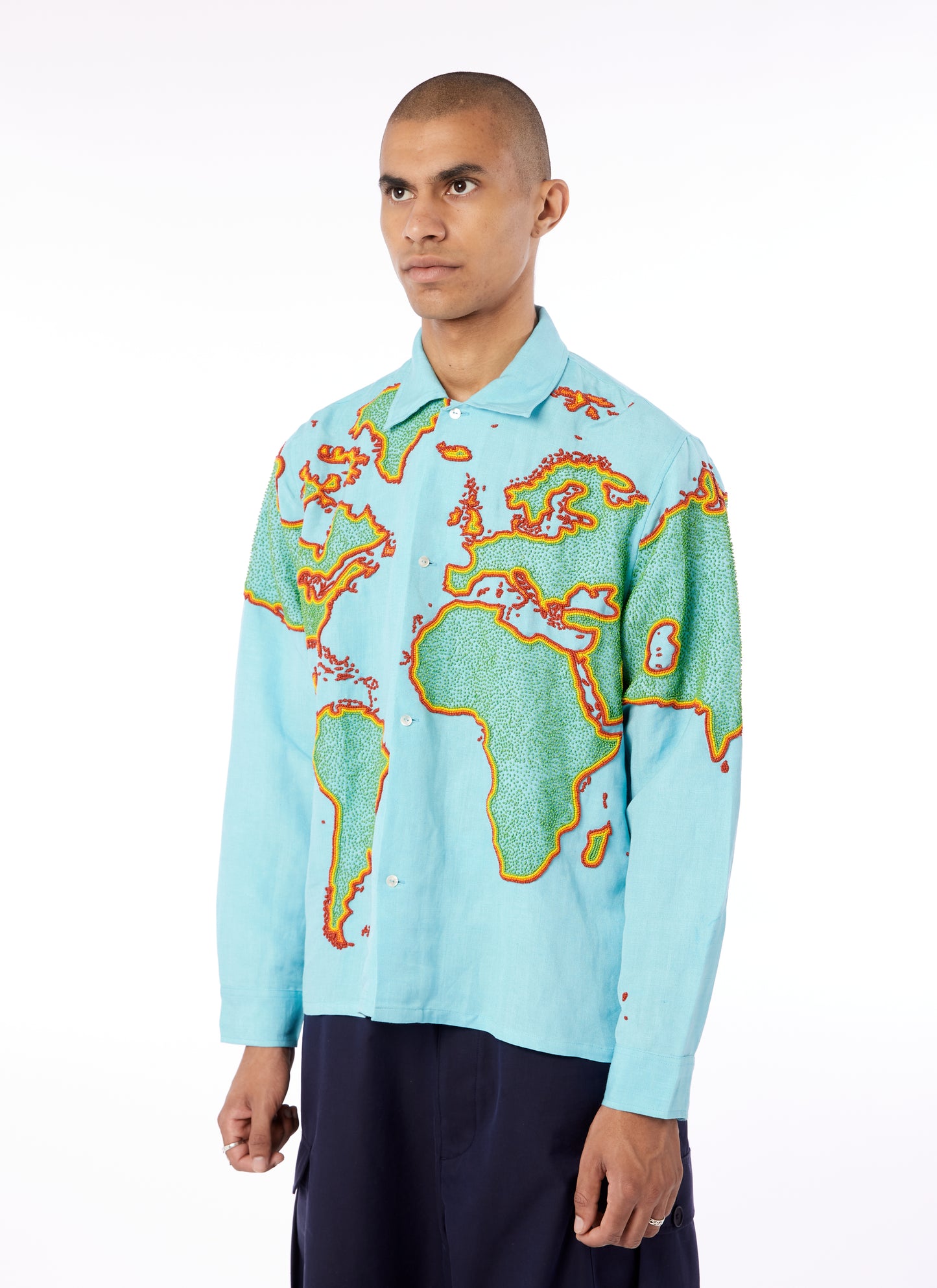WORLD MAP EMBROIDERED SHIRT