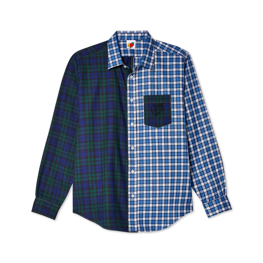 SPLIT TARTAN BUTTON DOWN SHIRT