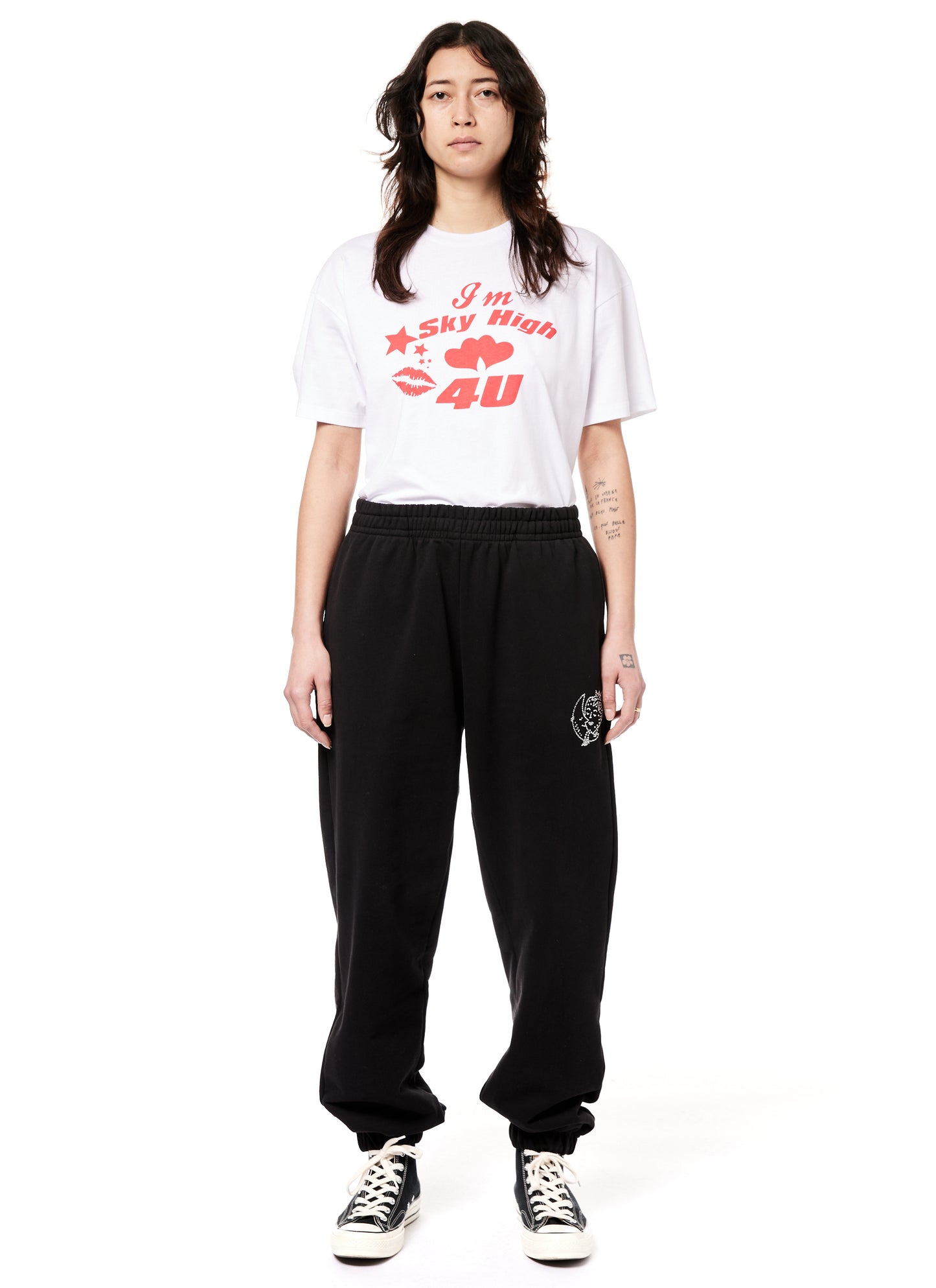 BEDAZZLED SWEATPANTS KNIT - BLACK