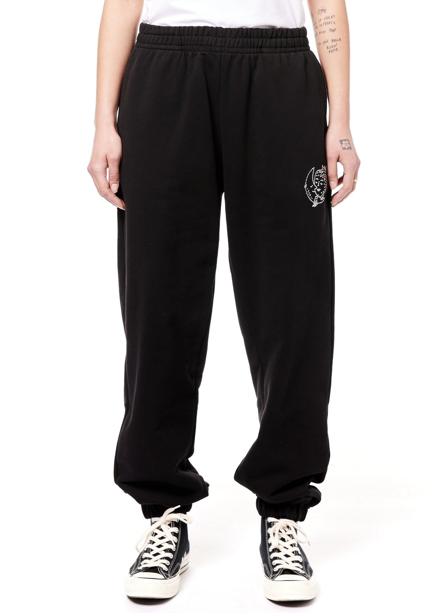 BEDAZZLED SWEATPANTS KNIT - BLACK