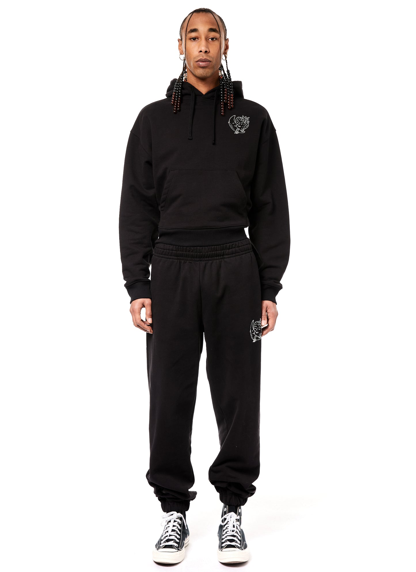 BEDAZZLED SWEATPANTS KNIT - BLACK