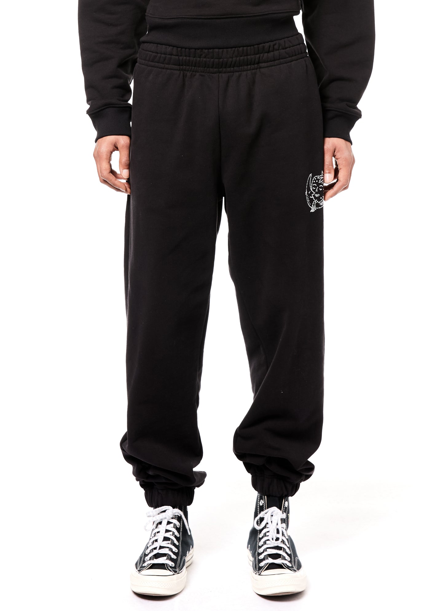 BEDAZZLED SWEATPANTS KNIT - BLACK