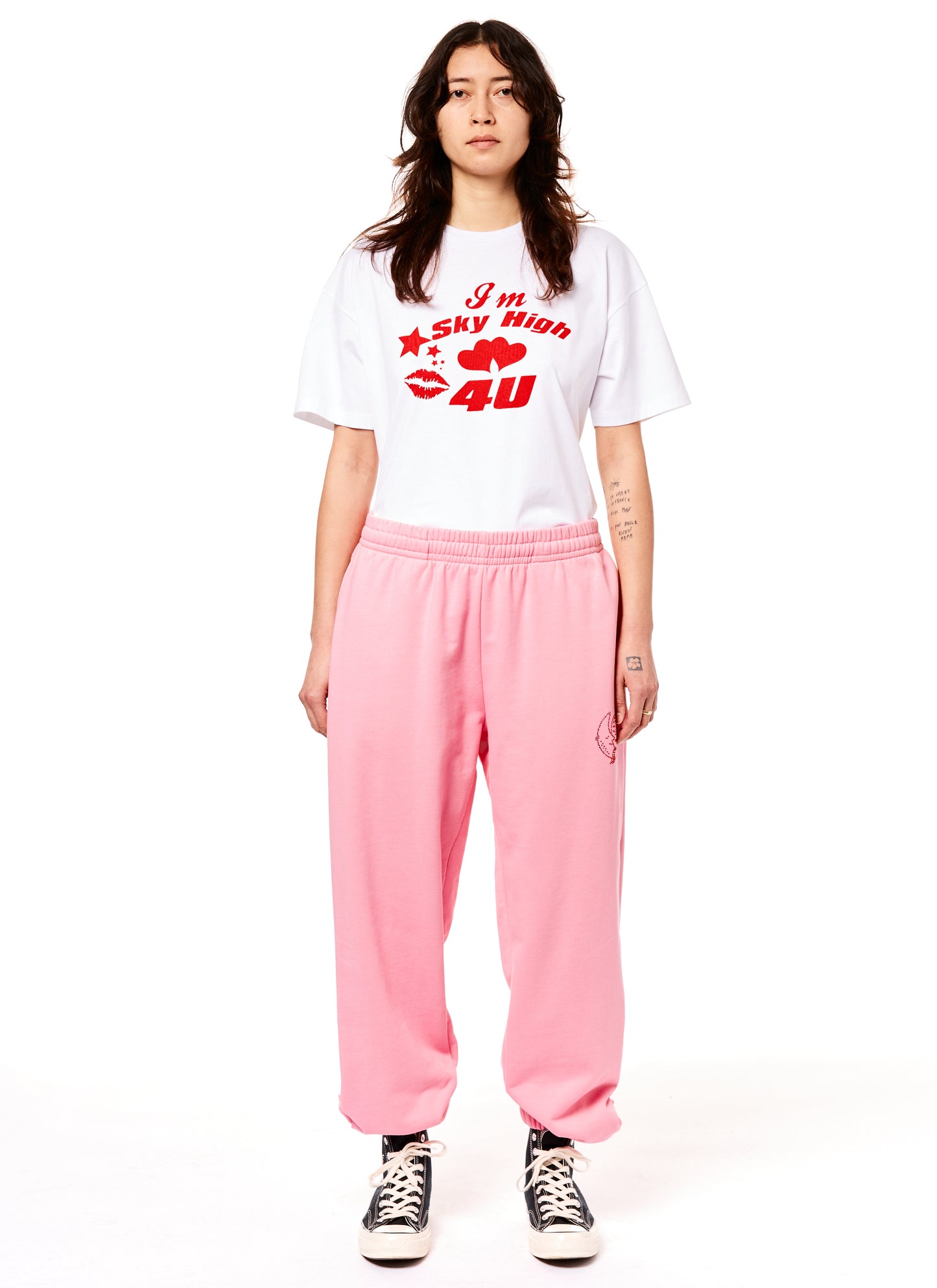 BEDAZZLED SWEATPANTS KNIT - PINK