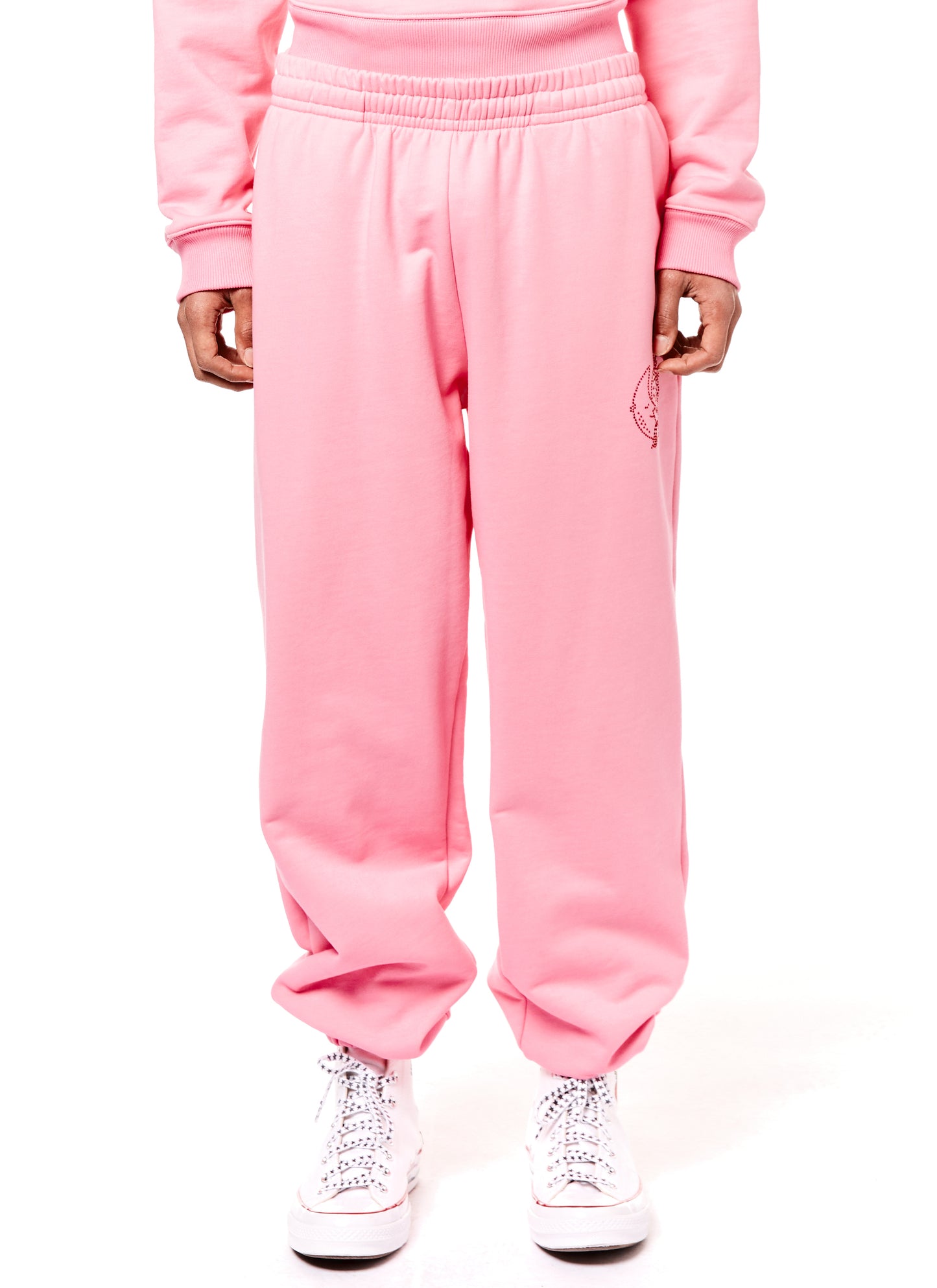 BEDAZZLED SWEATPANTS KNIT - PINK