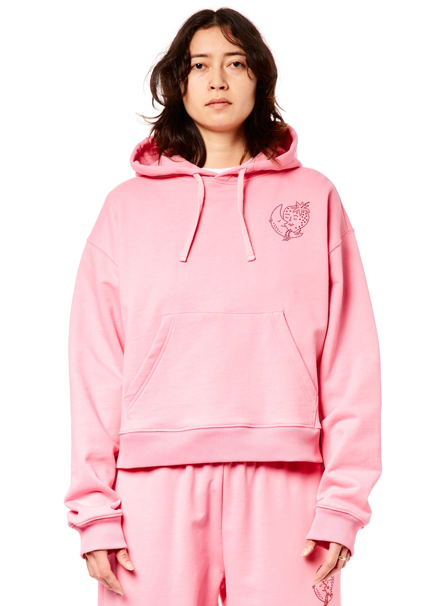 BEDAZZLED HOODIE KNIT - PINK