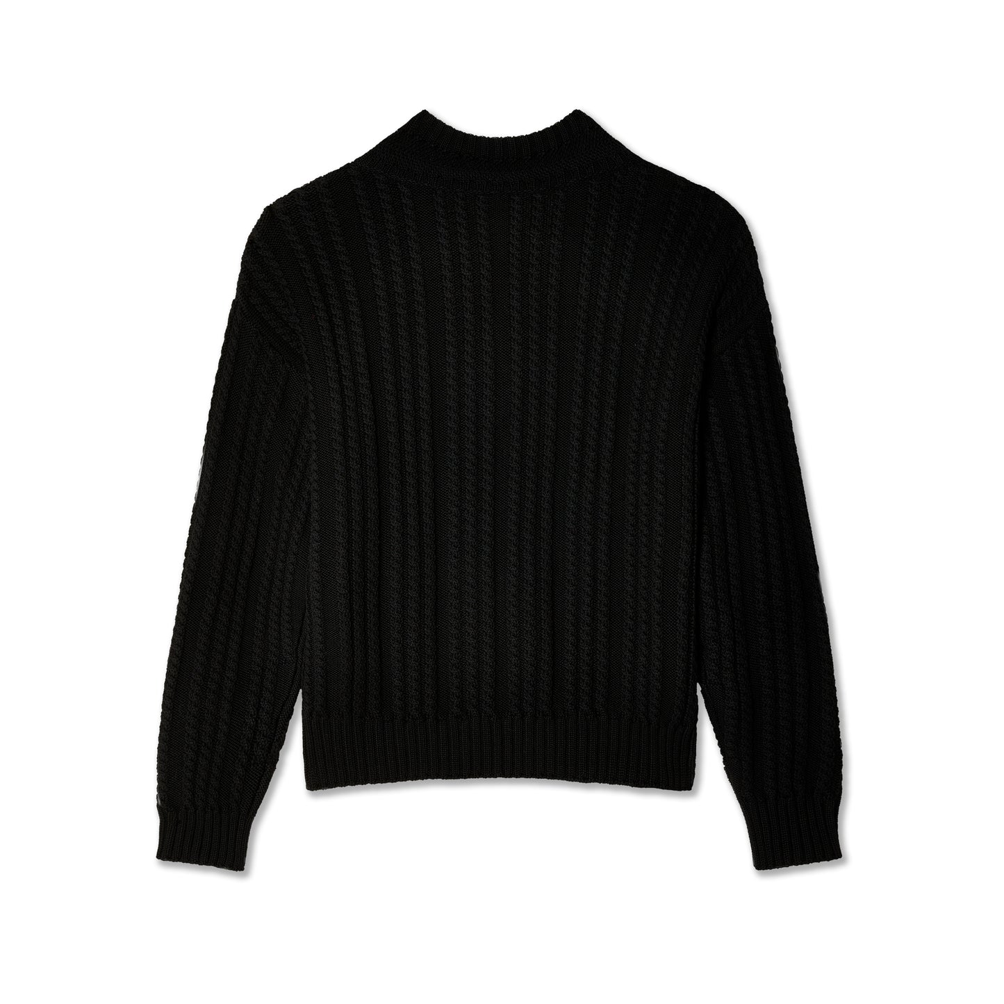 CABLEKNIT VNECK TRIPLE BLACK SWEATER KNIT