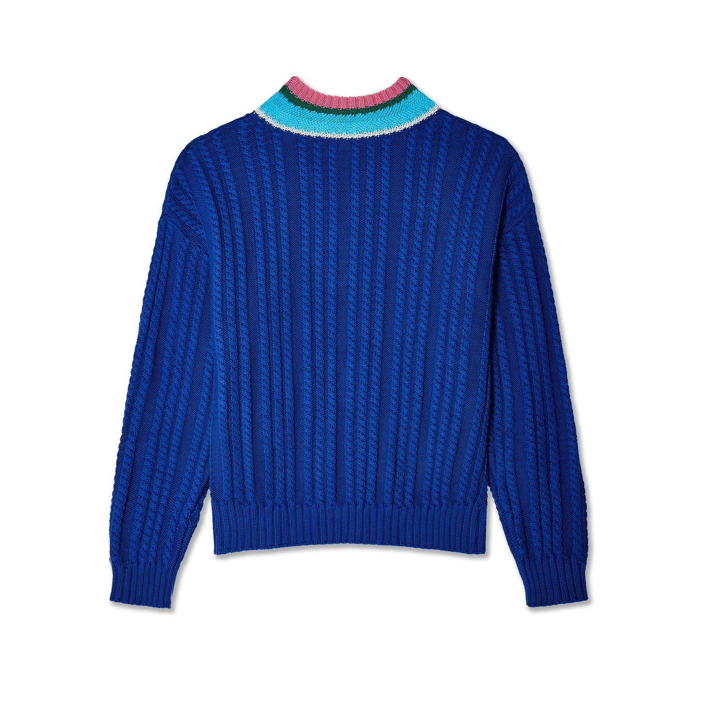 CABLEKNIT VNECK STRIPED SWEATER KNIT