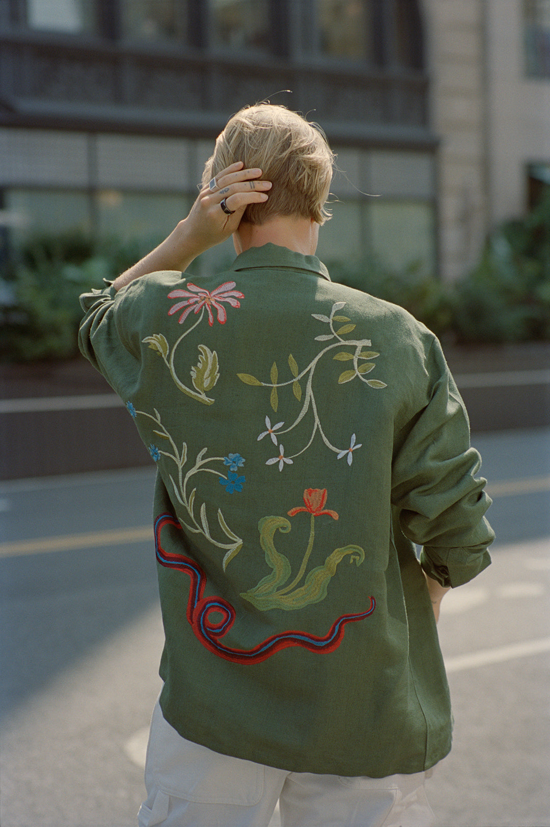 GARDEN EMBROIDERED SHIRT - GREEN