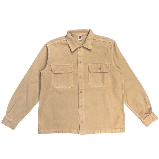 BEIGE CANVAS WORK OVERSHIRT