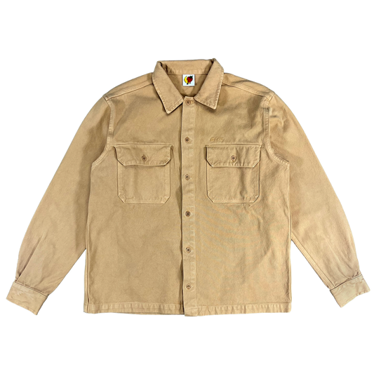 BEIGE CANVAS WORK OVERSHIRT