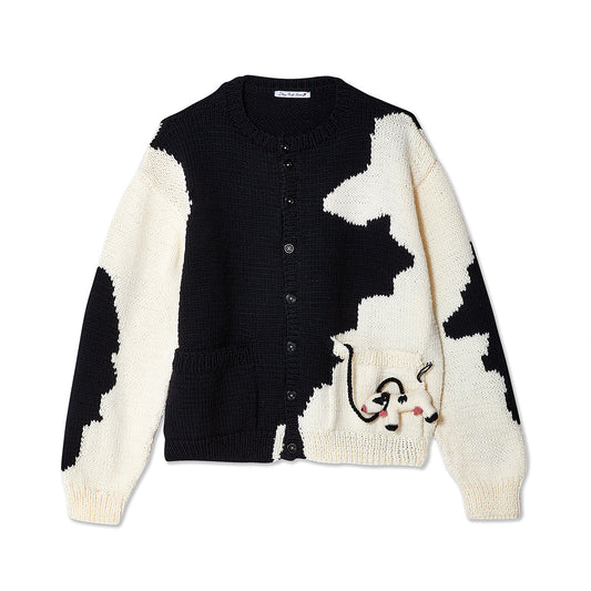 HAND KNIT COW CARDIGAN