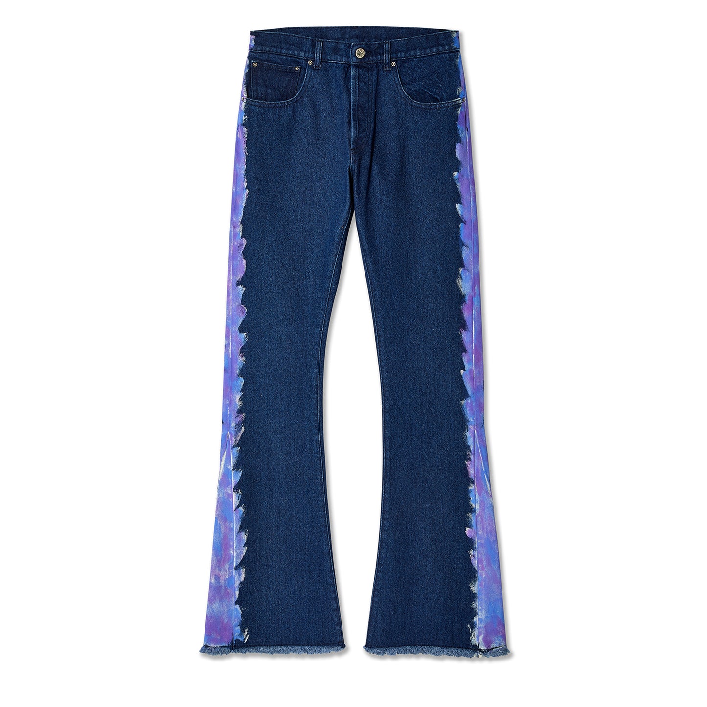 QUIL LEMONS SWIRL DENIM FLARE PANTS