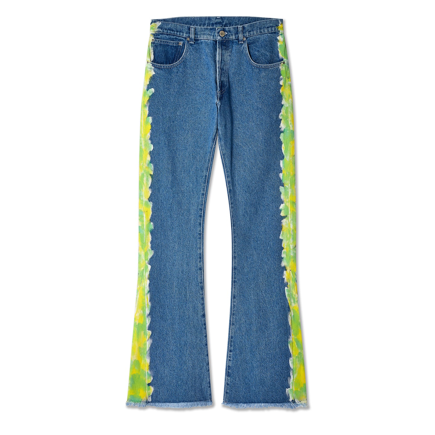 QUIL LEMONS SWIRL DENIM FLARE PANTS